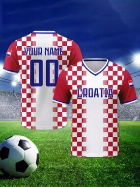 Croatia National Team Style Soccer Jersey - Red White Checkered Football Shirt